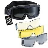 Lancer Tactical AERO Airsoft Tactical Safety Goggles ANSI Z87.1, 3mm Dual Pane Anti-Fog Lens for Hunting, Paintball, Cycling