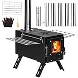 Upgraded Portable Wood Stove for Camping, YRenZ Compact Tent Stove with Large Firebox, High Airtightness for Outdoor Cooking & Heating