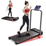 RHYTHM FUN Incline Foldable Treadmill, Walking Pad Treadmill with Incline, 300 lbs Portable Treadmills with Handles for Home Office Use, Under Desk Compact Walking pad with LED Display & APP