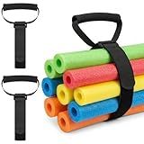 Pinkunn 2 Pack Pool Noodle Storage Strap with Handle, Adjustable Hook and Loop Holder for Pool Float Storage, Multi-Purpose Organizer for Hose, Extension Cord and Outdoor Equipment