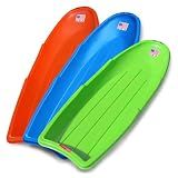 Flexible Flyer Winter Lightning Snow Sleds for Kids and Adults (3-Pack) - 48 Inch Toboggan Style Plastic Sled with Hard Bottom for Fast, Smooth Rides - 1 or 2 Riders (Blue, Green, Orange)