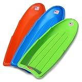 Flexible Flyer Winter Lightning Snow Sleds for Kids and Adults (3-Pack) - 48 Inch Toboggan Style Plastic Sled with Hard Bottom for Fast, Smooth Rides - 1 or 2 Riders (Blue, Green, Orange)