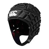 Canterbury Unisex Raze Rugby Headguard | Scrum Cap, Full Coverage | Soft-Edged Chin Strap | Designed Holes Aid Ventilation | Foam Padding Headguard, Black/True Red, L
