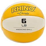 Champion Sports Exercise Medicine Ball, 6-7 lbs, Leather with No-Slip Grip, Weighted Med Ball for Weight Training, Stability, Plyometrics, Cross Training, Core Strength, Heavy Workout Ball