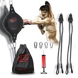 OHMY FIT Flex Double End Punching Bag - Bungee Cords w/Special Flex Adjustable System - Durable Bladder Speed Bag - Boxing Training Equipment for Adults - Home Gym Accessories (Elliptical)