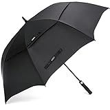 G4Free 47 Inch Automatic Open Golf Umbrella Extra Large Oversize Double Canopy Vented Windproof Waterproof Stick Umbrellas (Black)