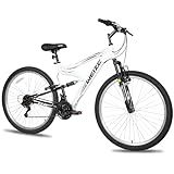 WEIZE Mountain Bike, 27.5 inch Outdoor Cycling Bike,18-Speed/High-Carbon Steel/Dual Full Suspension, Adjustable Ergonomic Seat for Men Women Adult, MTB Bicycle with Suspension Fork (White)