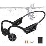 Bone Conduction Headphones for Swimming, IPX8 Waterproof Swimming Headphones with 32GB MP3 Memory and Bluetooth 5.4, Underwater Earbuds Secure Fit Open Ear Sports Headphones for Running, Cycling