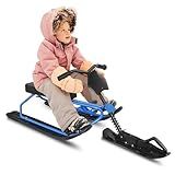 Snow Racer Sled, Ski Sled Slider Board with Steering Handle & Twin Brakes, Heavy Duty Long-Lasting Steel Frame Snow Sled for Adults Winter Sport (Reinforced versionTriangular, Reinforced Version)