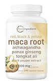 Maca Root Capsules for Women & Men 5,000mg | 240 Veggie Capsules with Ashwagandha, Red, Black, Yellow Maca Root, Panax Ginseng, Tongkat Ali & Black Pepper | Support Energy, Mood & Hormone Balance