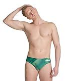 ARENA Men’s Swim Brief Halftone Team Print MaxLife Athletic Swimwear Professional Training Swimsuit Sports Bathing Suit, Team Green, US Size 30