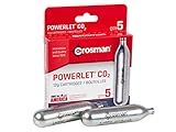 Crosman 12-Gram Powerlet CO2 Cartridges for Air Rifles and Air Pistols - 5 Count Pack - Made in USA - Metal