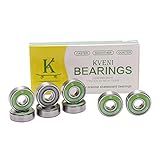 Premium Skateboard Bearings, Pro-Longboard Bearings, High-Speed 608rs-Ball Skate Bearing ABEC – for Skateboard, Quad Skate, Inline Rollerblades, Scooters Wheels and Spinners (Pack of 8) (Green)