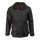 Walker and Hawkes Men's Wax Hawthorn Jacket for Men - Lightly Padded Waterproof Canvas Jacket made with Finely Crafted British Milerain Waxed Cotton - Olive - Large