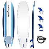 Wavestorm - Classic Soft Top Foam 7ft Surfboard Surfboard for Beginners and All Surfing Levels Complete Set Includes Leash and Multiple Fins Heat Laminated, Blue Pinline (AZ22-WSSF700-PIN)