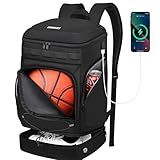 Ciihars Basketball Bag Backpack Large Sports Bag with Separate Ball holder & Shoes compartment, Best for Basketball, Soccer,Volleyball,Gym(Black)