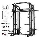 Major Fitness Drone2 Smith△ Machine – All-in-One Home Gym Squat Rack with Weight Bar, Dual LAT Pull-Down Systems & Cable Crossover Machine for Full-Body Workouts