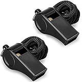 Hipat Whistle, 2 Packs Plastic Sports Whistles with Lanyard, Loud Crisp Sound Whistle Ideal for Coaches, Referees, and Officials (color)