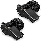 Hipat Whistle, 2 Packs Plastic Sports Whistles with Lanyard, Loud Crisp Sound Whistle Ideal for Coaches, Referees, and Officials (color)