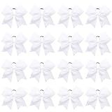 16PCS 8" Large Cheer Hair Bows Ponytail Holder Elastic Band for Cheerleading Girls