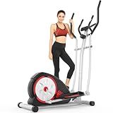 ANCHEER Elliptical Exercise Machine, Ultra-Silent Magnetic Elliptical Training Machines for Home Gym, 8 Resistance Levels Control with Pulse Rate Grips, LCD Monitor Max Capacity 380Lbs(Black)