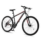 Ktaxon Mountain Bike 27.5 Inch Men & Women Mountain Bike 21-Speed Adult Bikes, Double Disc Brake, Suspension Fork, High Carbon Steel Frame (Black)