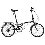 Dahon Dream D6 Folding Bike for Adults,20-inch Wheels Stable Riding Hi-Ten Steel Frame,6-Speed V Brake (Black, 20 Inch)