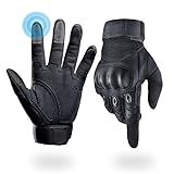 Liovoras Tactical Gloves for Men, Shooting & Motorcycle Gloves with Hard Shell Knuckle Protection & Leather Palm for Airsoft Motorcycle Cycling Paintball Sports Climbing Training Hunting