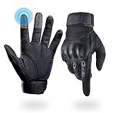 Liovoras Tactical Gloves for Men, Shooting & Motorcycle Gloves with Hard Shell Knuckle Protection & Leather Palm for Airsoft Motorcycle Cycling Paintball Sports Climbing Training Hunting