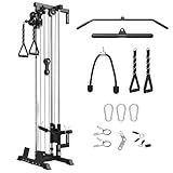 Mikolo Wall Mount Cable Station, Cable Crossover Machine with Dual Pulley System and 18 Adjustable Positions for Home Gym Fitness Equipment, Black