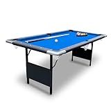 Hathaway Fairmont Portable 6-Ft Pool Table for Families with Easy Folding for Storage, Includes Balls, Cues, Chalk, Blue