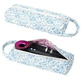 Linpr Quilted Hair Tools Bag, Dyson Airwrap Travel Case, Blue Flowers