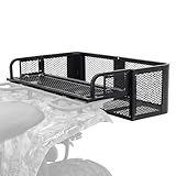 Titan Ramps Rear ATV Cargo Carrier Basket 150 lb Capacity Universal Storage Rack, Steel Mesh Surface