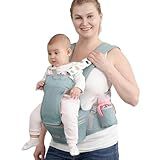 Baby Carrier with Hip Seat for Newborn to Toddler, 6-in-1 Ergonomic Infant Carrier for 0-36 Month Baby, All Positions Soft Breathable Mesh Wrap Carrier with Waist Stool, Easily Adjustable Baby Holder