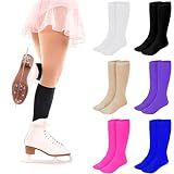 SATINIOR 6 Pairs Ice Skating Socks for Women Knee High Nylon,Multi Color