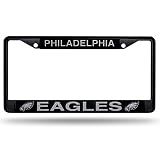 Rico Industries NFL Football Philadelphia Eagles Primary Black Chrome Frame with Plastic Inserts 12" x 6" Car/Truck Auto Accessory