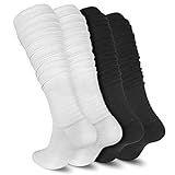 Dingcooler Scrunch Football Socks 2 Pack, Extra Long Padded Athletic Socks for Men & Women