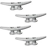 Laorde Cast Iron Dock Cleats 4 inch Small Boat Cleats Galvanized Marine Grade Rope Cleat for Mooring, Pier, Canoe, Nautical Maritime Decor, Tie Down (4 Pack)