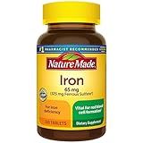 Nature Made Iron 65 mg (from Ferrous Sulfate) Tablets for Red Blood Cell Formation (365 ct.).