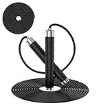 Jump Rope for Fitness, AUMCDIK Speed Skipping Rope for Women Men, Adjustable Jumping Rope with Alloy & Silicone Handle for Workout Boxing Aerobic Exercise (Black)