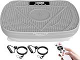 Homesy Vibration Platform Exercise Machine – Whole Body Workout, Fat-Burning & Lymphatic Support, Includes Remote and Resistance Bands, Shake Plate for Home Fitness and Fat Burning for Women Men, Grey