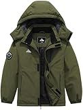 QUCOOM Boys Waterproof Ski Jacket Kids Winter Coat| Windproof Snow Coat With Thickened Fleece Lining Hood Outerwear