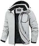 MAOYSSEN Men's Ski Jacket with Hooded Snowboarding Waterproof Fleece Lining Jacket Winter Coat Multi Pockets