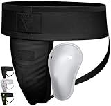 RDX Groin Protector Cup Men, Boxing Kickboxing MMA Muay Thai Sparring Groin Guard, Ventilated Adjustable,Karate Fighting Training, Underwear Jiu Jitsu BJJ Protection, Boys Youth