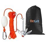 BeGrit 1.5lb Kayak Anchor w/Rope, Folding Marine Anchor for Paddle Board