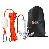 BeGrit Kayak Anchor 1.5lb Small Boat Anchor Folding Marine Anchor for Fishing,Kayak,Paddle Board,Canoe,Jet Ski, with 32.8 ft Anchor Tow Rope Carrying Bag