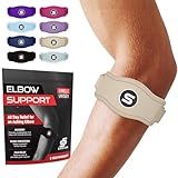 Sleeve Stars Tennis Elbow Brace for Men & Women, Elbow Brace for Tendonitis, Tennis Elbow Strap, Golfers Elbow Brace, Counterforce Brace for Tennis Elbow Relief, Fits 9"-23" (Single/Beige)