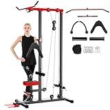 VANSWE LAT Pull Down Machine Low Row Cable PullDown Machine with AB Crunch Harness and Removable Flip-up Foot Plate