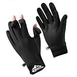 SUJAYU Fishing Gloves for Men & Women, Ice Fishing Gear, Cold Weather Hunting Gloves, Kayak Gloves for Fly Fishing (Black, Large)