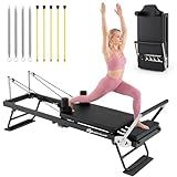 Goplus Foldable Pilates Reformer Machine for Home Gym, 84" Large Pilates Equipment w/ Jump Board, Dual Resistance System, Professional Pilates Machine for All Levels, 660 lbs Load Capacity